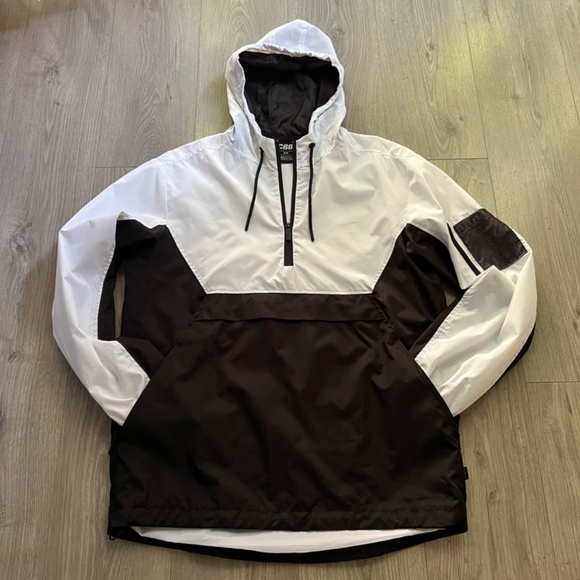 CSG Men's Hooded Black/White Windbreaker Jacket Size Medium - Picture 5 of 10